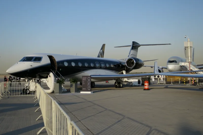 A Gulfstream G700 on display at an airshow