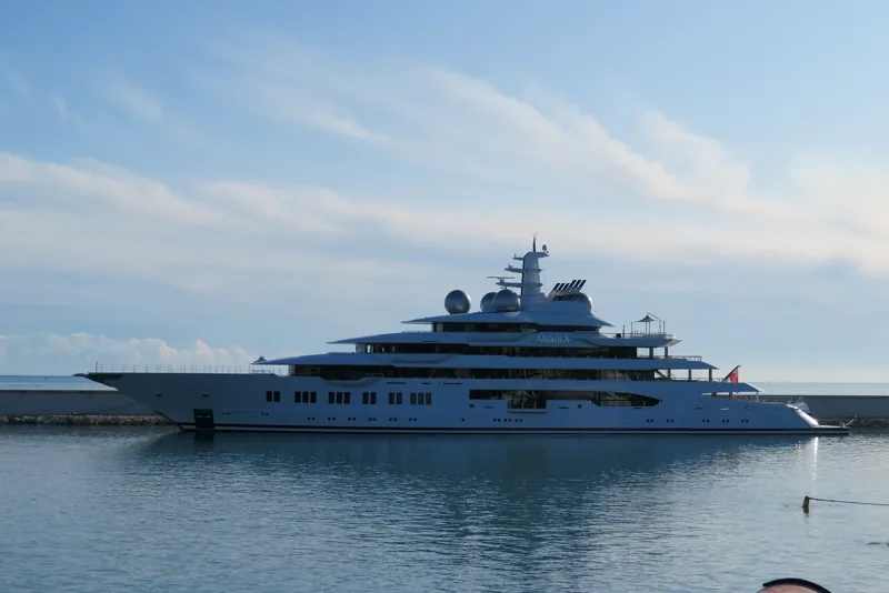 The superyacht Amadea moored in Antibes harbour